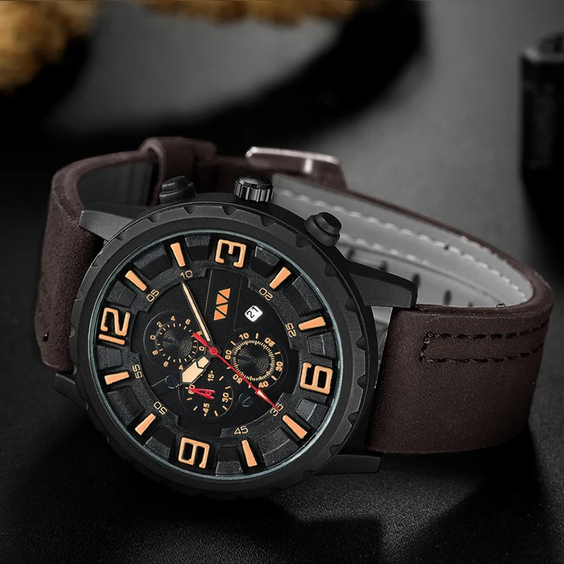 Fashion Sports Watch Men 2019 New Mens Watches Top Brand Luxury Quartz Watch Leather Waterproof Military Clock Relogio Masculino