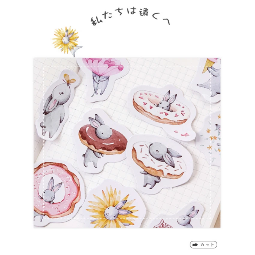 45 штук упак. месяц заяц коробка наклейки Kawaii мультфильм DIY дневник телефон