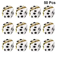 50 шт. коробка для хранения конфет бумажная черная в горошек мини Шестигранная упаковка сумки вечерние подарочные коробки для свадебного фестиваля