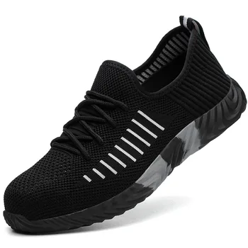 

big size men leisure breathable mesh steel toe cap work safety shoes lightweight summer worker shoe tooling security boots male