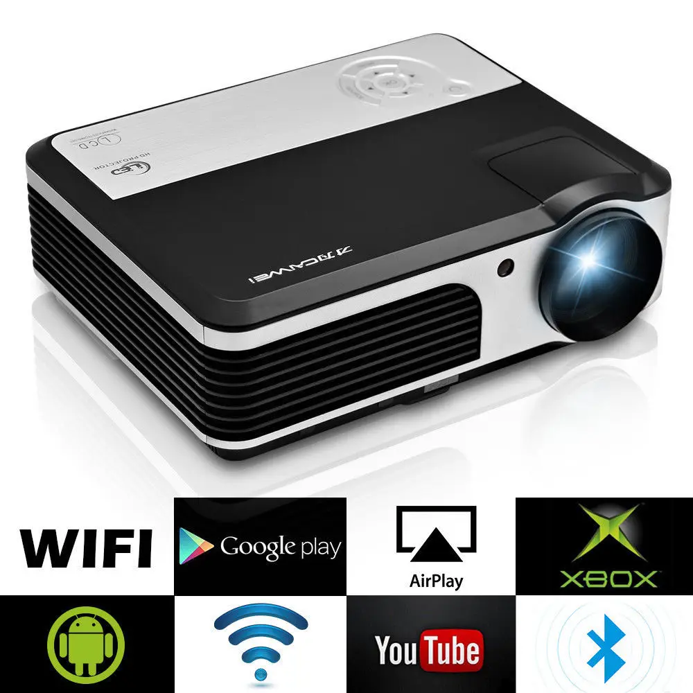 

CAIWEI LCD Home Cinema Projector Android Bluetooth WIFI Wireless Digital LED Beamer HDMI VGA USB Support 1080P Video 3800 Lumens