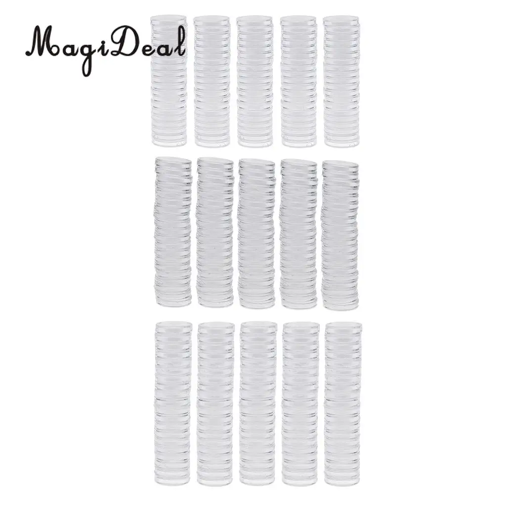 300pcs Clear Round Coin Capsule Container Storage Holder Case 19/22/28mm