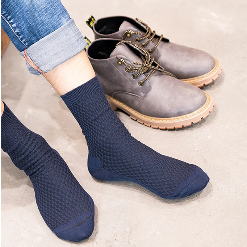 High Quality New Brand Men Bamboo Fiber Socks Plus size 43-46 Casual Business Anti-Bacterial Breatheable Man Long Sock For Gift