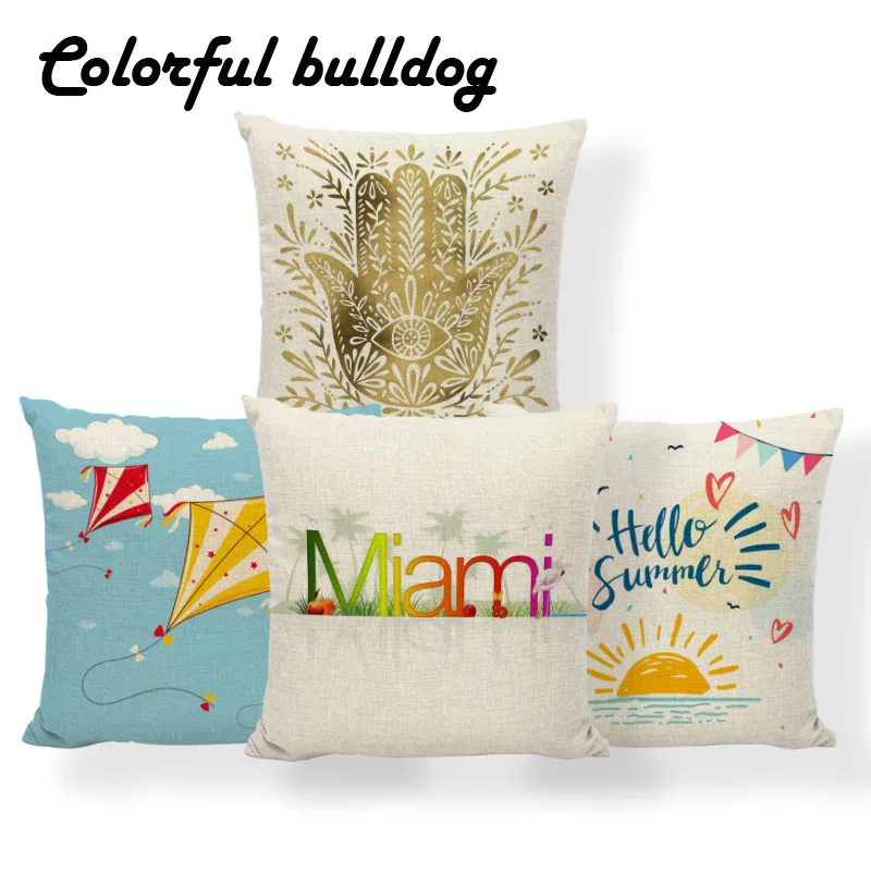 

Hello Summer Pineapple Avocado Cushion Flamingo Palm Tree Pillow Case Coastal Beach Gifts For Mom Throw Pillow Cover Large Linen