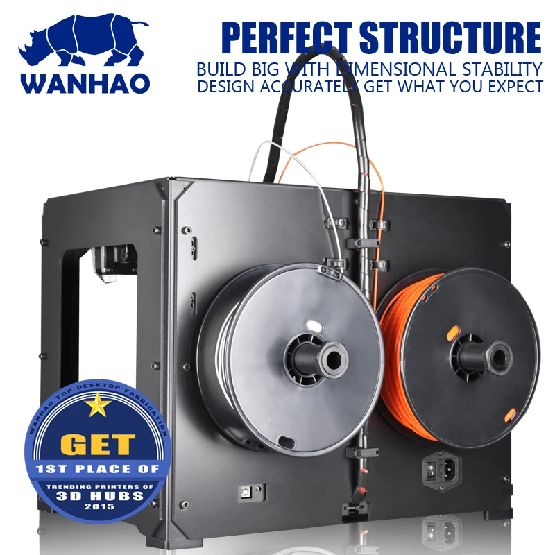 

WANHAO 2018 upgraded D4S with double extruder in high performance and accuracy fed with 1.75mm PLA filaments