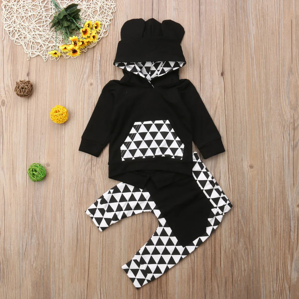 

Newborn Baby Boys Girls Clothes Hoodie Long Sleeve Tops With Ears + Pants Casual Outfit Set Toddler Girl Clothes 3 6 9 12 Months