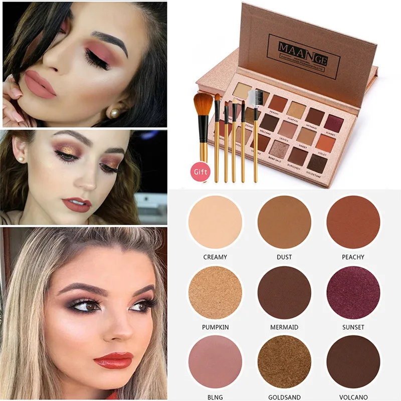 18 цветов макияж консилер Pallette Professional Eye Shadow + 6 шт. Кисть для макияжа лица глаз шелковистая мягкая тени для век деревянная Кисть # T