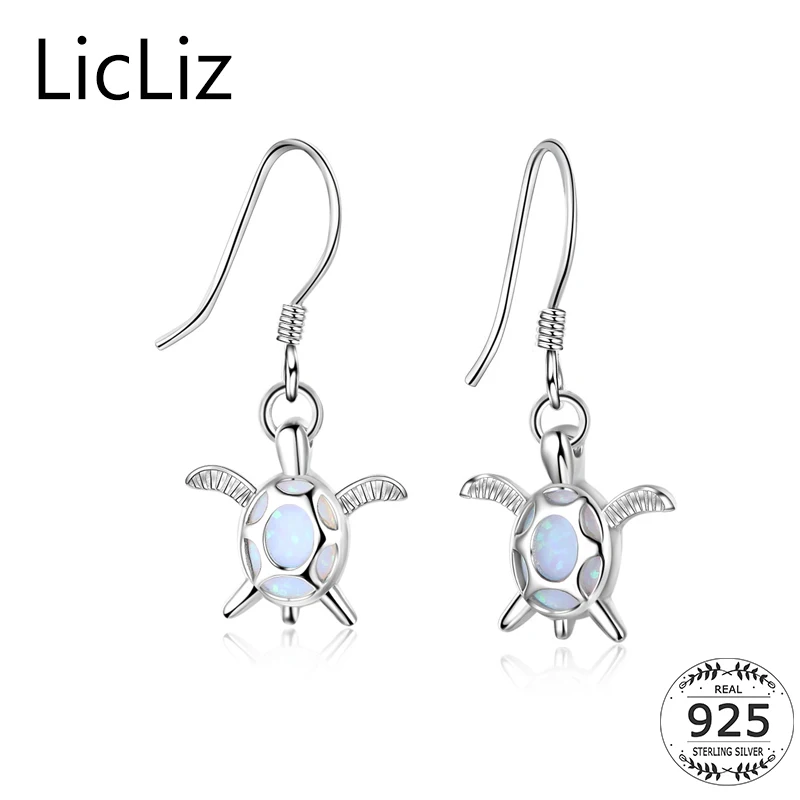 925 Silver Opal Earrings Tortoise Wedding Jewelry Turquoise Dangle Drop Ear Hook