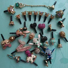 

Cell Phone Accessories Earphone Jack Accessory USB Cover Diamond Mobile Plug Kawaii 3D Crown plugs for iphone phones 3.5mm