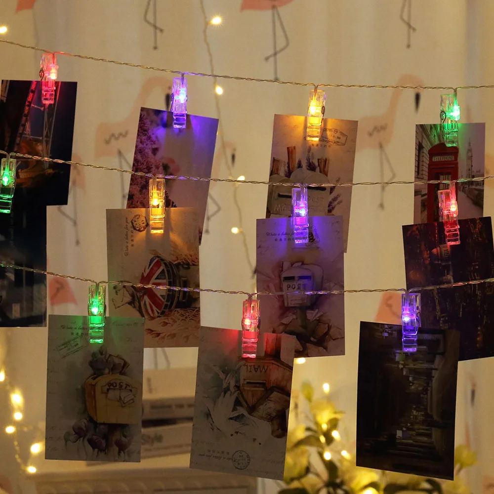 10LED фото зажимы декоративные огни струны держатель для рождественской елки спальни Свадебная вечеринка Висячие фотографии карточные фотографии памятки