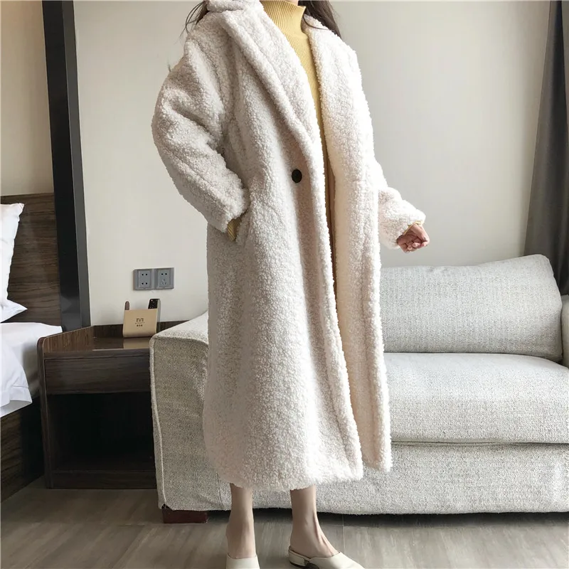 Winter thick teddy coat women high street oversize coats ladies lamb wool coat faux fur coat woman warm jacket overcoat