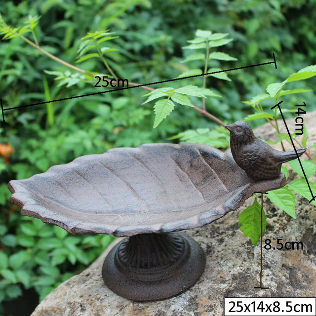 Antique Footed Leaf With Round Base Design Cast Iron Bird Feeder