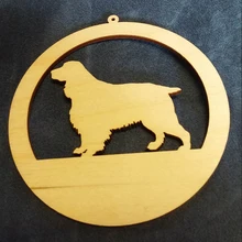 Изготовленная на заказ деревянная собака спаниеля бирка с гравировкой, собаки Рождественская бирка, Рождественский Декор, сувенир для любителя собак