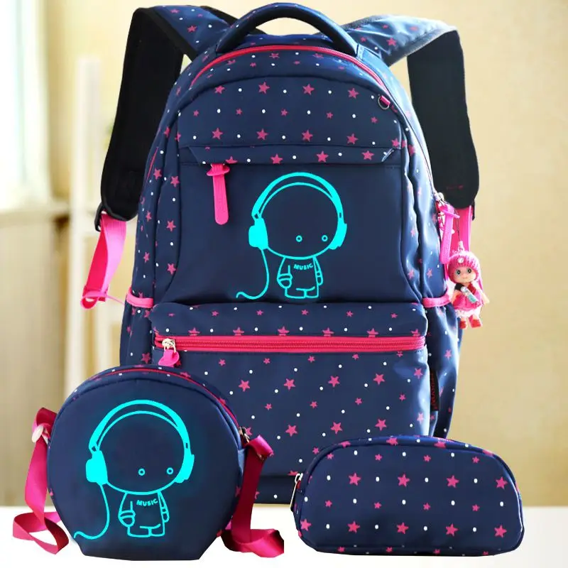 Новые светящиеся школьные рюкзаки для девочек, Детский рюкзак, школьные сумки, набор Mochila Escolar, детский рюкзак с принтом, школьный рюкзак - Цвет: Royal blue set 0901