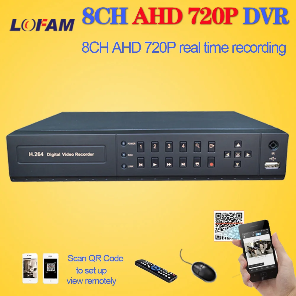 LOFAM HDMI 1080p CCTV 8Channel DVR NVR hybrid Full HD AHD 720P 25fps realtime Recording 8ch surveillance security DVR recorder