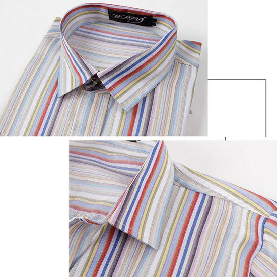 Высокое качество красочные Вертикальные мужские полосатые рубашки с длинным рукавом Блузка модные мужские платья рубашки Camisa Social Slim fit Masculina