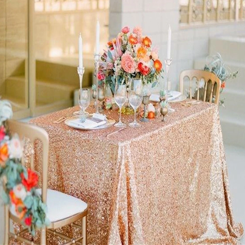50x50 Inches Glitz Rose Gold Sequin Tablecloth Rectangular 50x50 Inches Glitz Rose Gold Sequin Tablecloth Rectangular Table Overlay For Banquet Wedding Decoration In Tablecloths From Home Garden