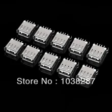 DIY USB 4-Pin Female 180 Degree DIP Socket Connector – Silver (10-Piece Pack)