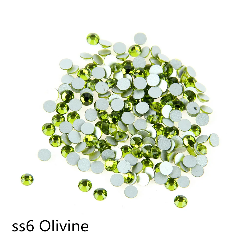 

1440pcs/bag ss6 Crystal Olivine Non Hot-fix Flat Back Rhinestones , Crystal Flatback Stones