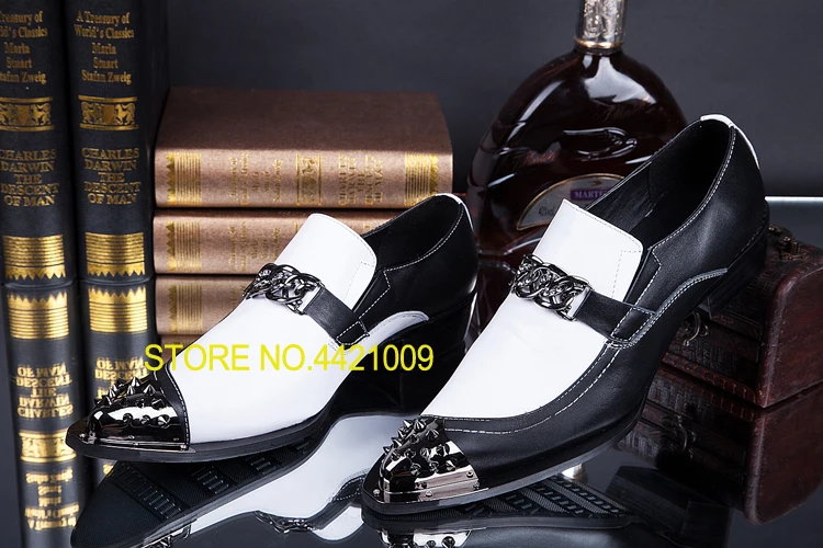 

Men's Flats Fashion Brand Designer Dress Shoes Black and White Chain Casual Shoes for Men Formal Wedding Prom Party Shoes