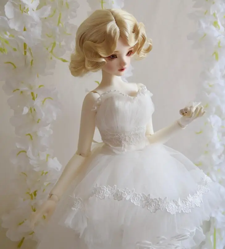 Новинка Классическое белое кружевное свадебное платье со шлейфом 1/3 1/4 BJD Кукла SD