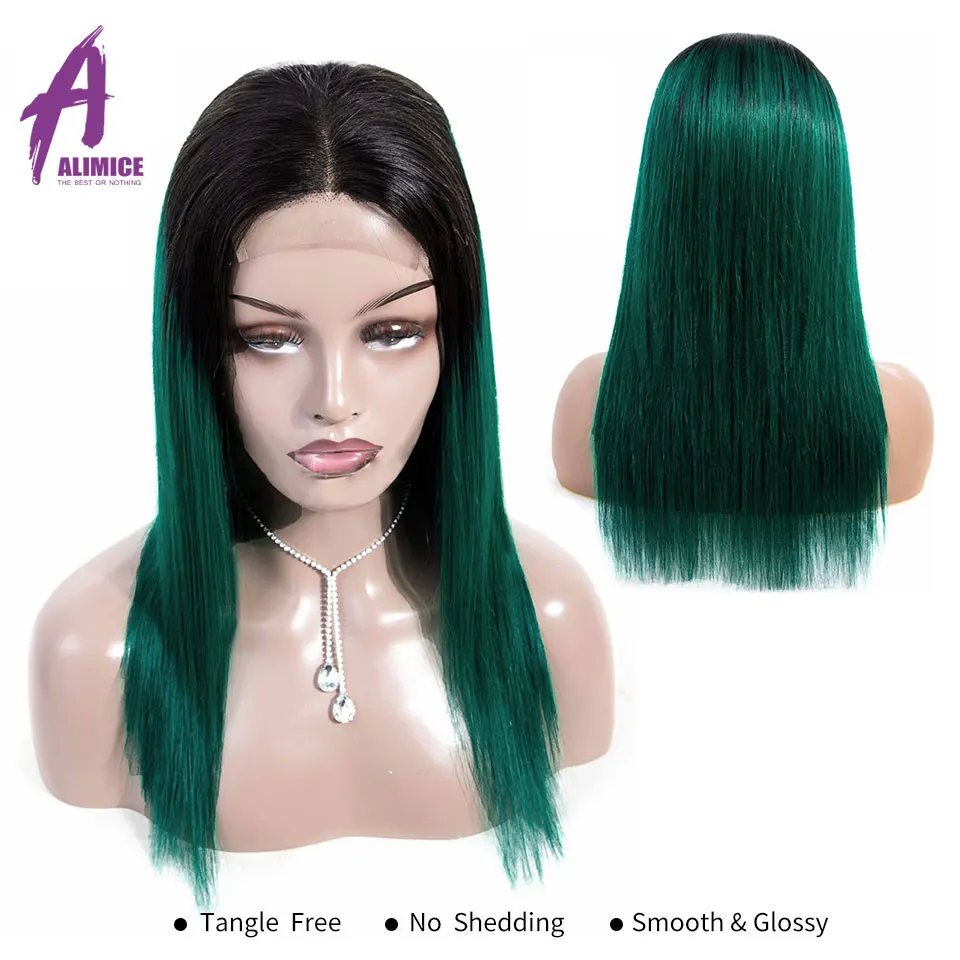 Alimice 180% Colored PinkBlondeRedBlueOrange Wigs Short Ombre Lace Front Human Hair Wigs Remy Brazilian Straight Hair Wig  (1)