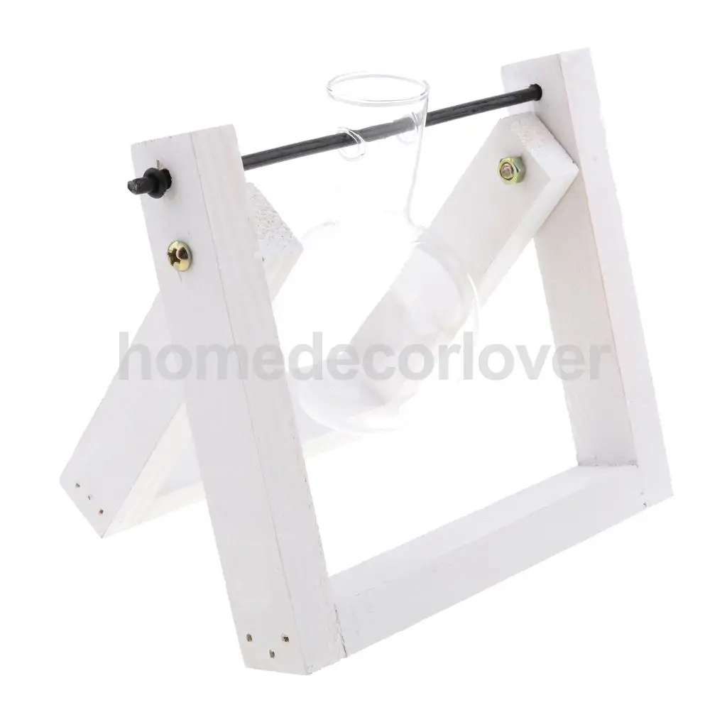 Tabletop Wood Stand Glass Flower Vase Plant Planter Hydroponic Container Home Decor
