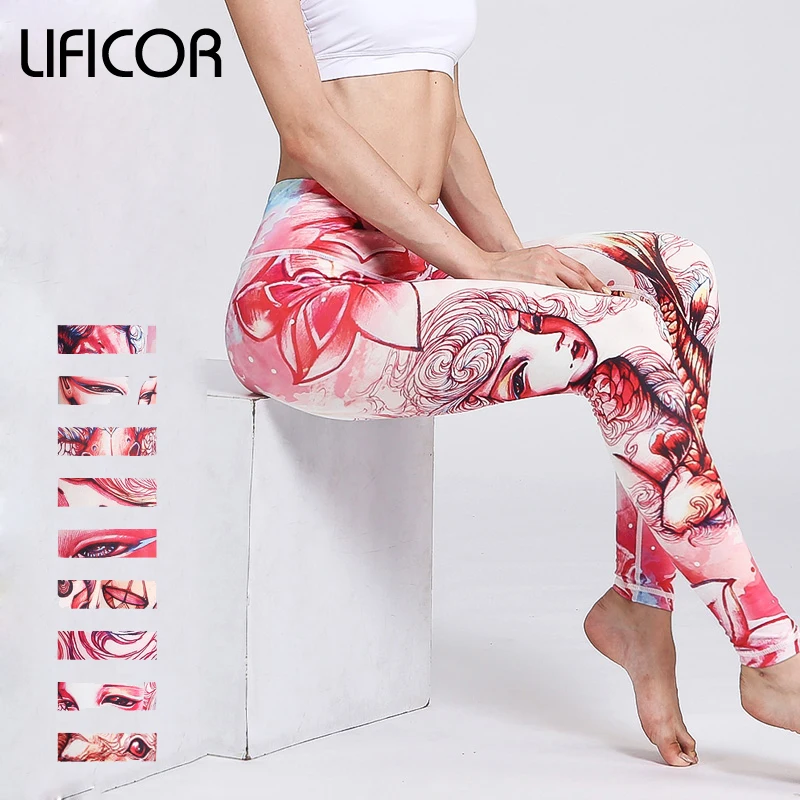 

2018 New Women Yoga Pants Sexy Fitness Leggings Running Sport Pants For Female Athletic Pants Gym Print Slim Elastic Waist