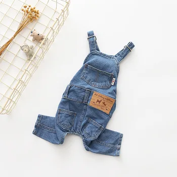 

New 2018 Hot Summer Clothes for Dogs Jeans Dog Overalls Clothes for Dogs Denim All Match Jumpsuit for Dogs Yorkshire Pug Rompers