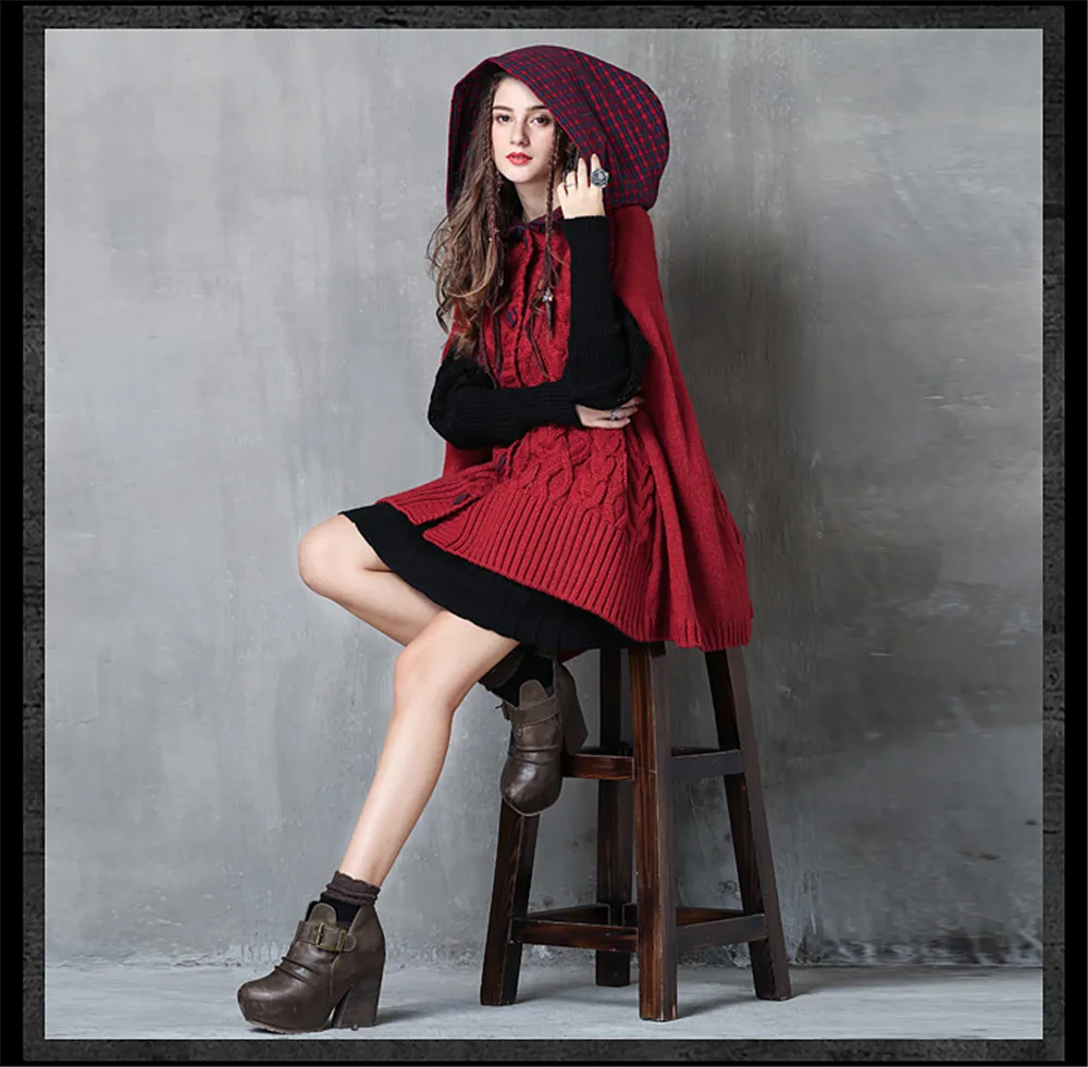 Vintage  Cotton Wool Sweater Coat Women Warm Vests Single Breasted Hooded Wrap Cloth Button Casaco Feminino 2017 Colete Feminino (11)