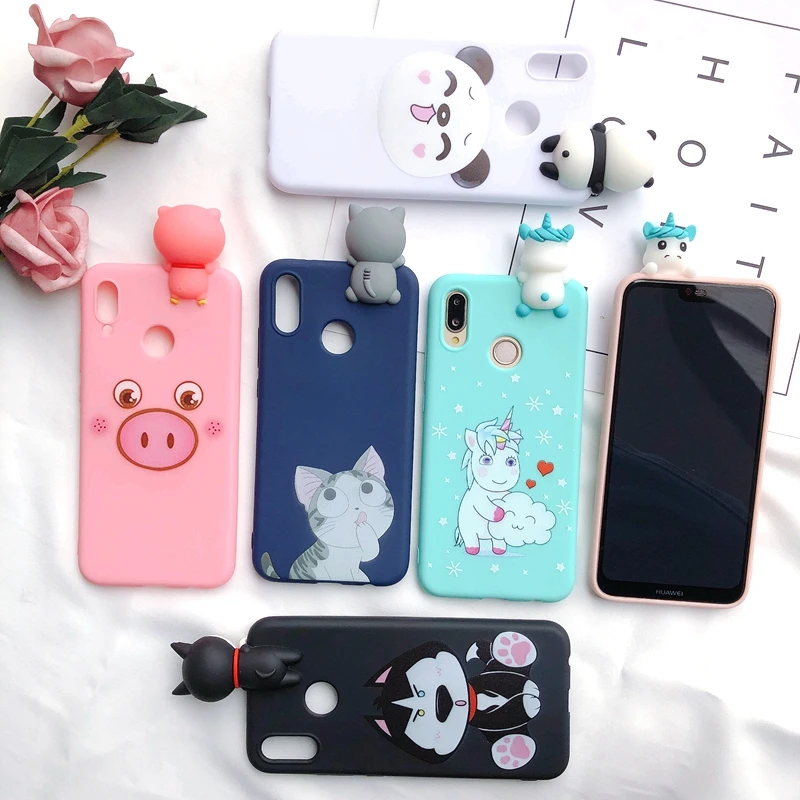 Nova 3i 3D чехол для Funda Huawei P20 Lite P30 Pro медведь Единорог Мягкая задняя крышка