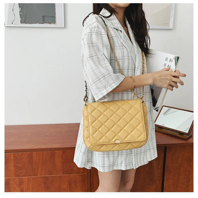 

Women Messenger Bag Female 2019 New Fashion Casual Plaid Chain Crossbody Small Square Brand Designer Ladies Shoulder Bag Handbag