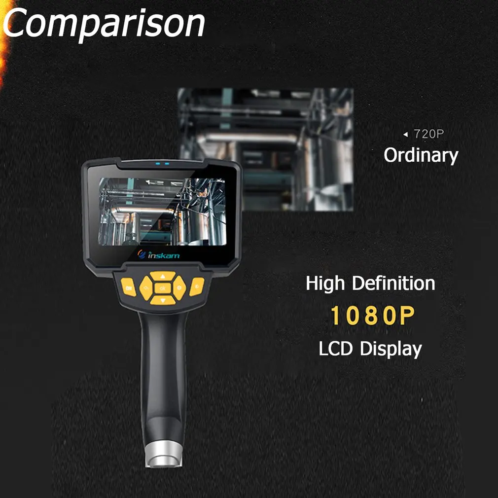 Водонепроницаемый эндоскоп со змеиным скопом inskam112 с зондом для осмотра HD камера ручной Бороскоп 5 м жесткий кабель цифровой 1080P lcd 8 мм