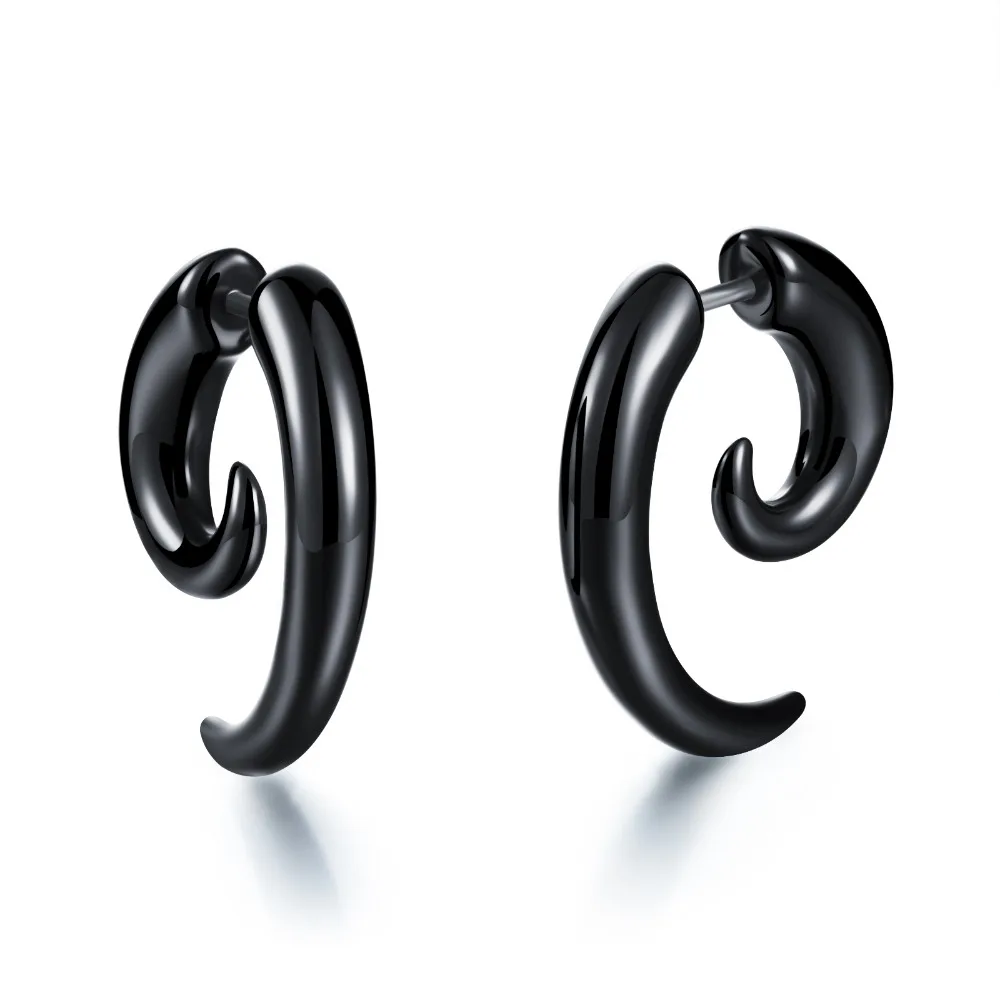 

Black Acrylic Clip Earrings Fake Cheater Twist Spiral Ear Taper Gauge Expanders Earring Tunnel Plugs Piercing Body Jewelry GE326