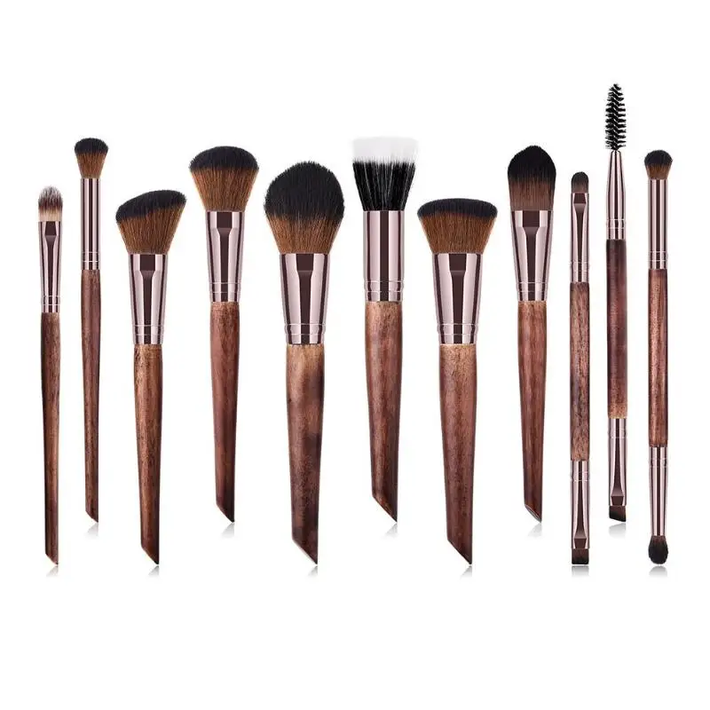 

11pcs Professional Wood Handle Makeup Brush Foundation Blush Cosmetic Pens Tools Kit high quality soft handle