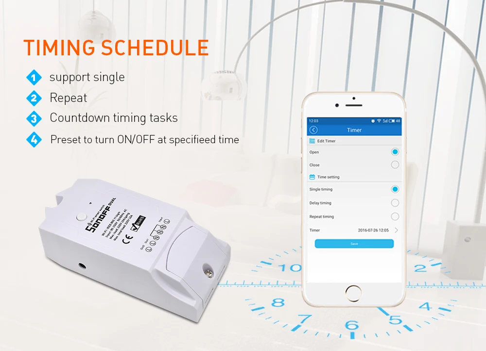 ITEAD SONOFF двойной 2CH 16a 10a 220v беспроводной переключатель светильник Wifi модуль дистанционного управления DIY таймер синхронизации для автоматизации умного дома