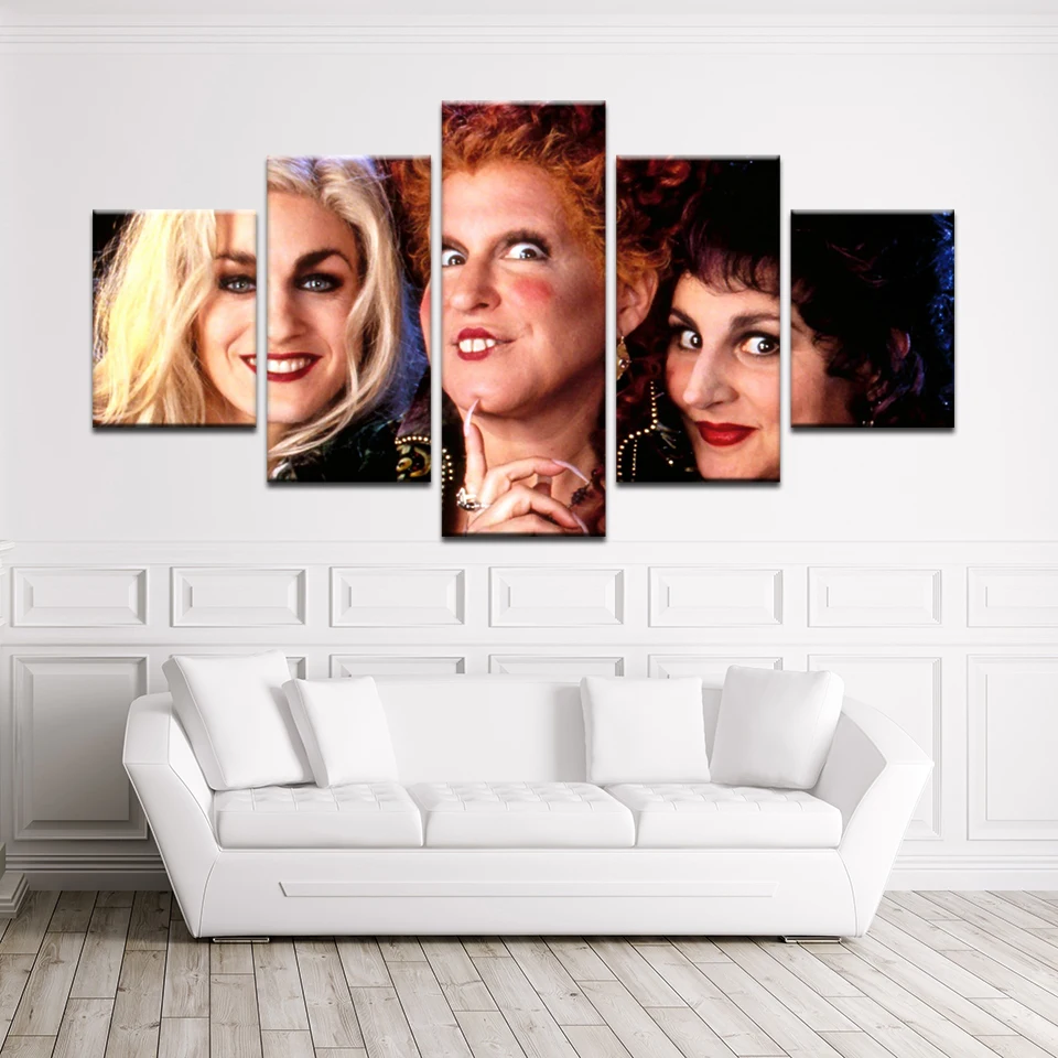 

5 Panel Vintage Funny Hocus Pocus Movie Characters HD Poster Home Decor Canvas Painting Home Wall Artwork Decoration