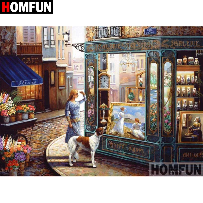 Алмазная картина HOMFUN 5D &quotсделай сам&quot квадратная/круглая &quotЖенский магазин&quot