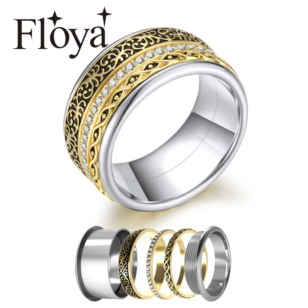

Floya Stackable Rings For Women Bridal Set Base Accessories Rotatable Jewelry Stainless Steel Arctic Symphony Rings Collection