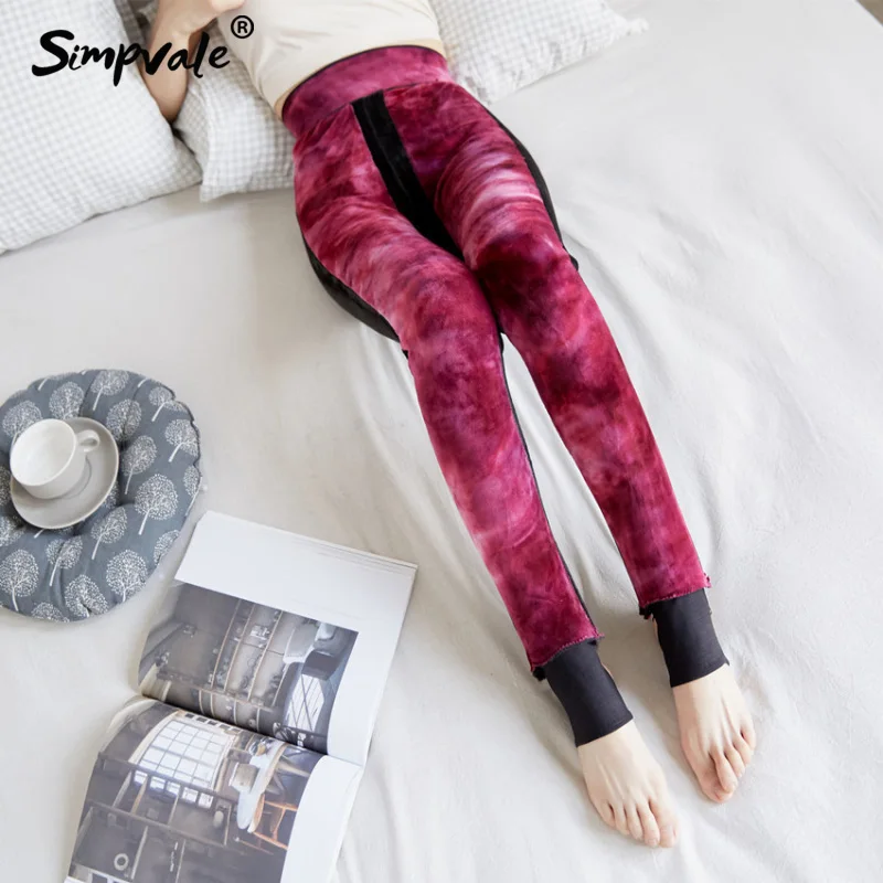 SIMPVALE Winter Thickening Patchwork Velvet Leggings Women High Waist
