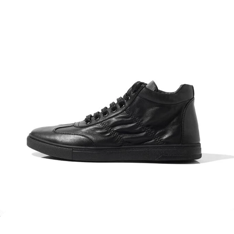 Moda Hight Tornozelo white Meninos Genuíno Lace Sapatilha Botas Up Homens Qualidade Couro Do De Na Inverno Black Dos Sapatos U7YxWfrw7q