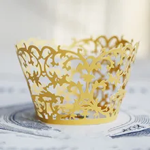 Желтый Кружева Завертчицы украшения для свадьбы оптом булочки торт чашки выпечки Чашки случаях оболочки