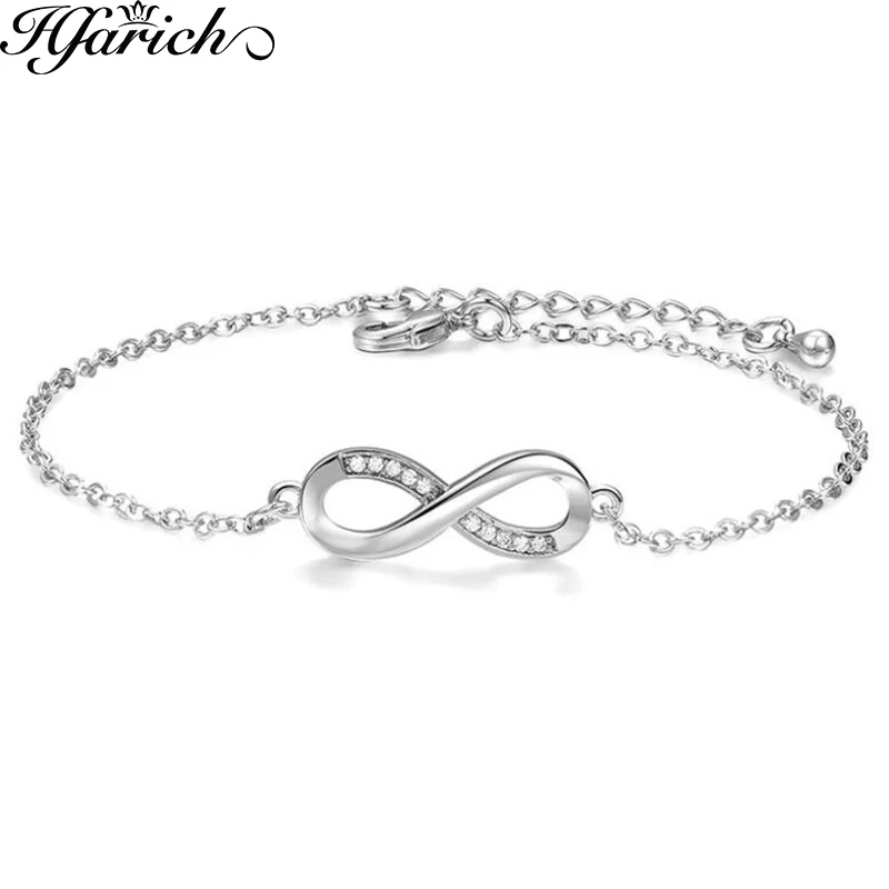 

Hfarich 2018 Fashion CZ Crystal Infinity Bracelet Love Forever Silver Women 8 Charm Bracelet Jewelry Adjustable Chain Pulseras