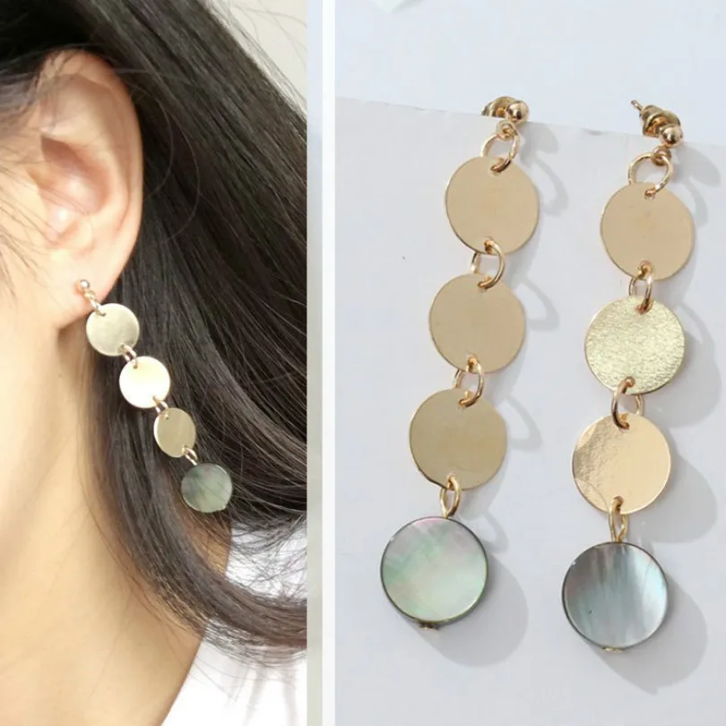 

Europe And The United States Wind Fashion Trend Symphony Round Sequins Tassel Long Personality Exaggerated Temperament Earrings
