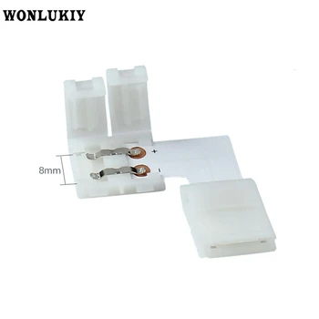 

100pcs/lots 2Pin 8MM LED Connector L Shape For Connecting Corner Right Angle 8mm 3528 Single Color LED Strip Light Tape Ribbon