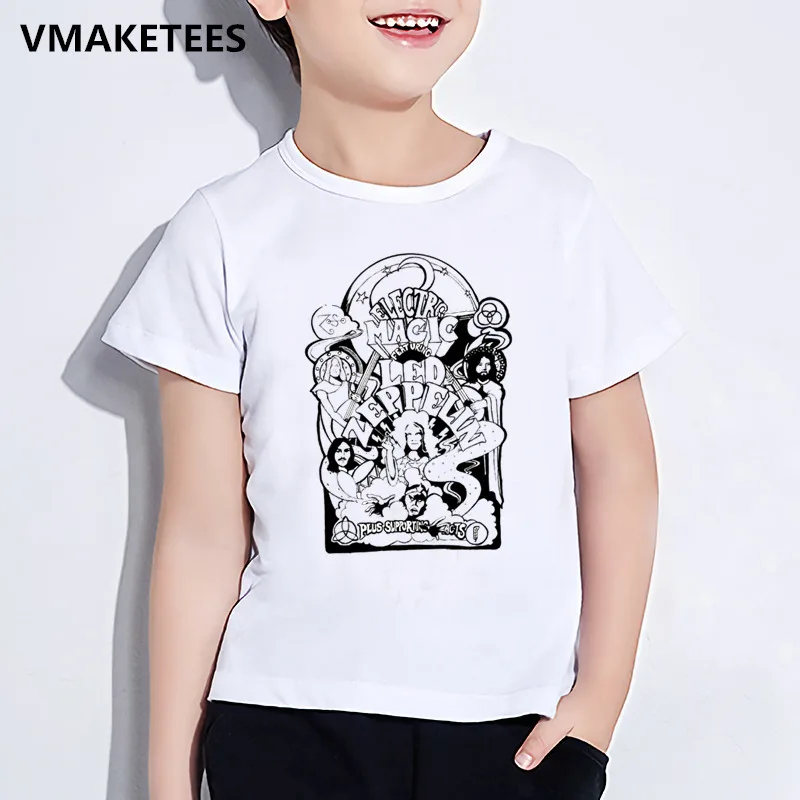 Детская летняя футболка для мальчиков и девочек детская футболка с принтом Led Zeppelin Heavy Metal Rock модная повседневная одежда для малышей HKP4070 - Цвет: HKP4070C