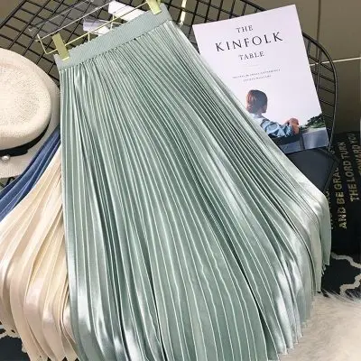Горячая продажа Miyake модная плиссированная однотонная юбка из металлического
