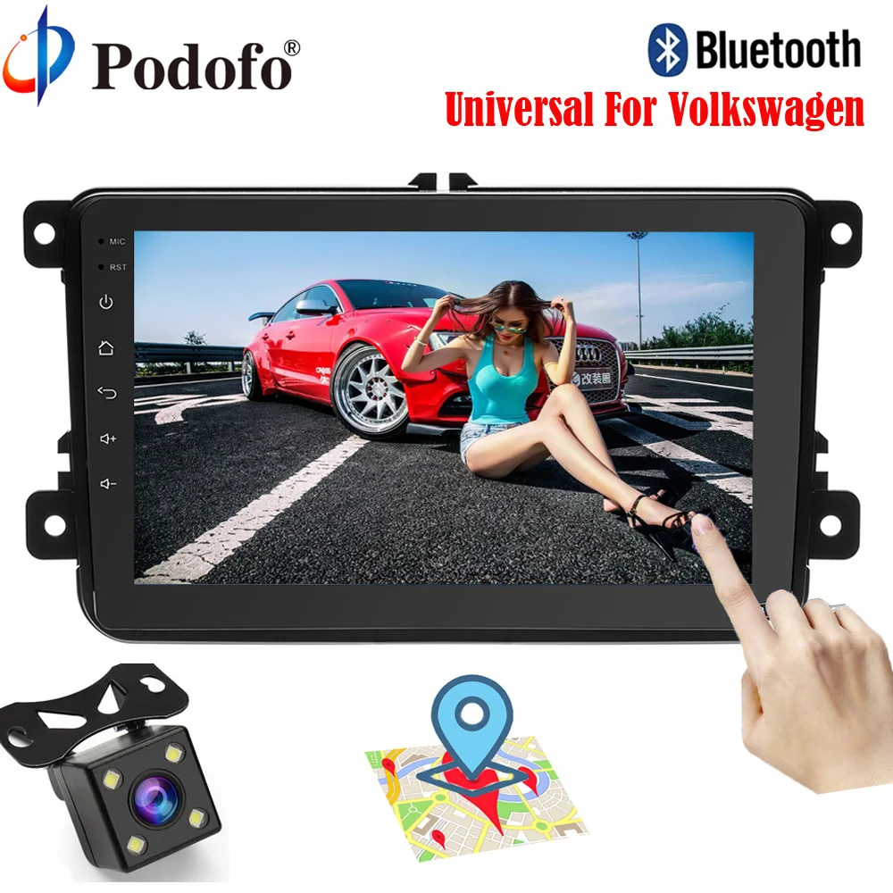 

Podofo Car Radio Autoradio GPS Navigation 8" Bluetooth 2 din Car Audio Player Android 6.0 Touch Screen Universal For Volkswagen