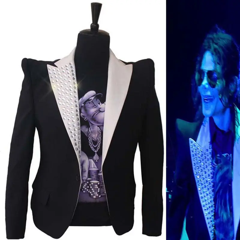 

Formal dress Classic England Style MJ MICHAEL JACKSON Costume This is it Jacket Informal Crystal Suit Blazer For Fans