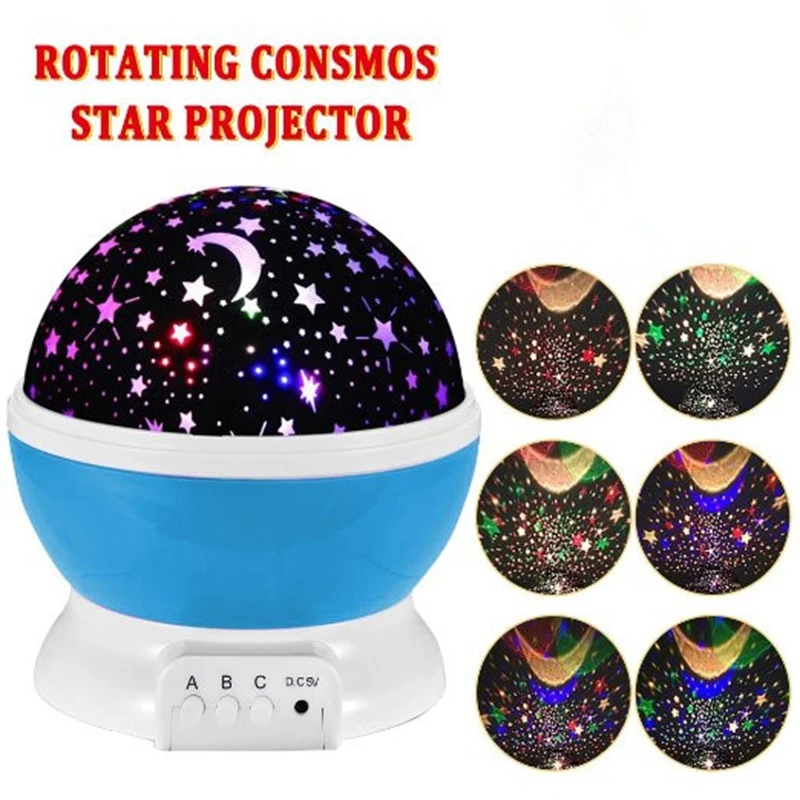 

Qedertek Night Light Projector Lamp Rotary Flashing Starry Star Moon Sky Star Novelty Table Night Lamp Battery USB Night light